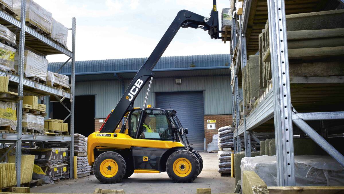 The JCB Construction Equipment 516-40 compact telehandler is capable of lifting 1600 kilograms through the arc of the boom, up to four metres.