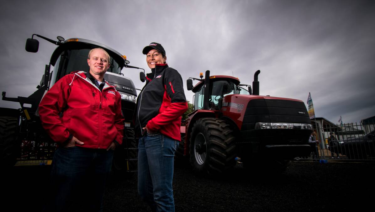 Dan Klein global product manager and Alyx Selsmeyer high horsepower tractor product manager Case IH at Gunnedah AgQuip. Photo: Simon McCarthy