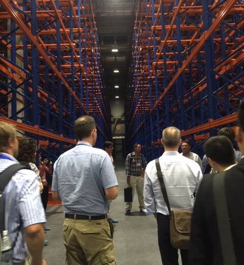 Australian agribusiness delegates with the ANZ Opportunity Asia tour inspect a huge cold storage area about to be chilled down.