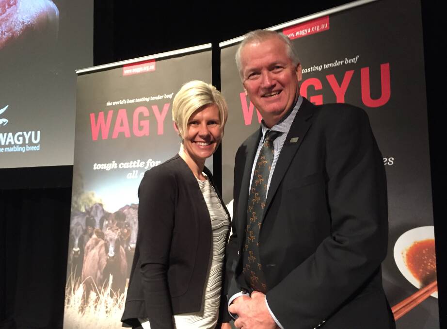 MLA marketing mastermind Lisa Sharp with president of the Australian Wagyu Association Peter Gilmour.