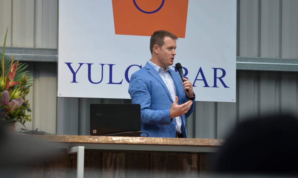 World Wildlife Fund (WWF) global commodity leader beef Ian McConnel speaking at the Yulgilbar Beef Expo and Fourm today. 