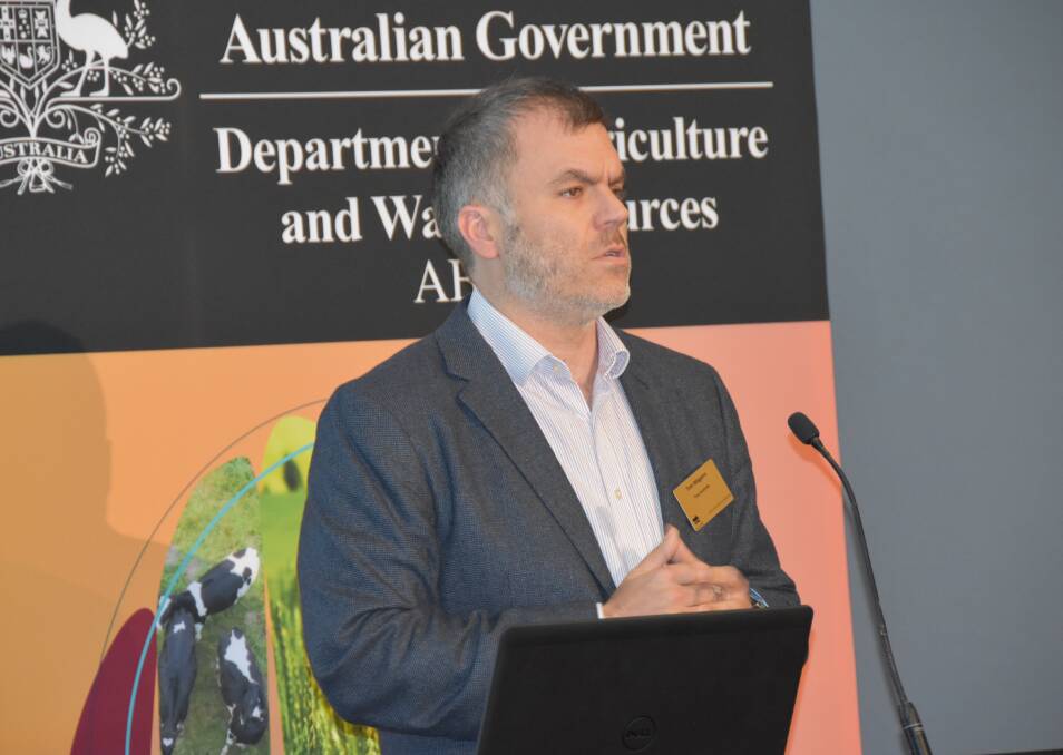 Teys' Tom Maguire speaking at the ABARES conference in Canberra.