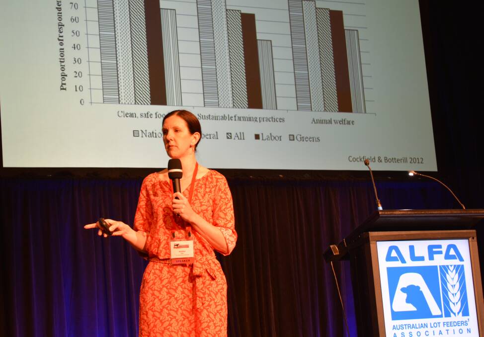 Science communicator and food ethics researcher Dr Heather Bray, from Adelaide University, speaking at the BeefEx conference last week.