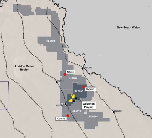 The mine site is about 20km south of Swan Hill. Graphic: VHM Ltd.