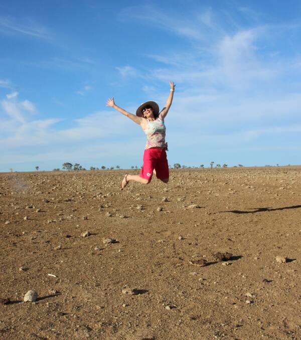 There might be drought all around but Amanda Jones, Padua, Ilfracombe is jumping for joy. Pictures: Judy Gowing.