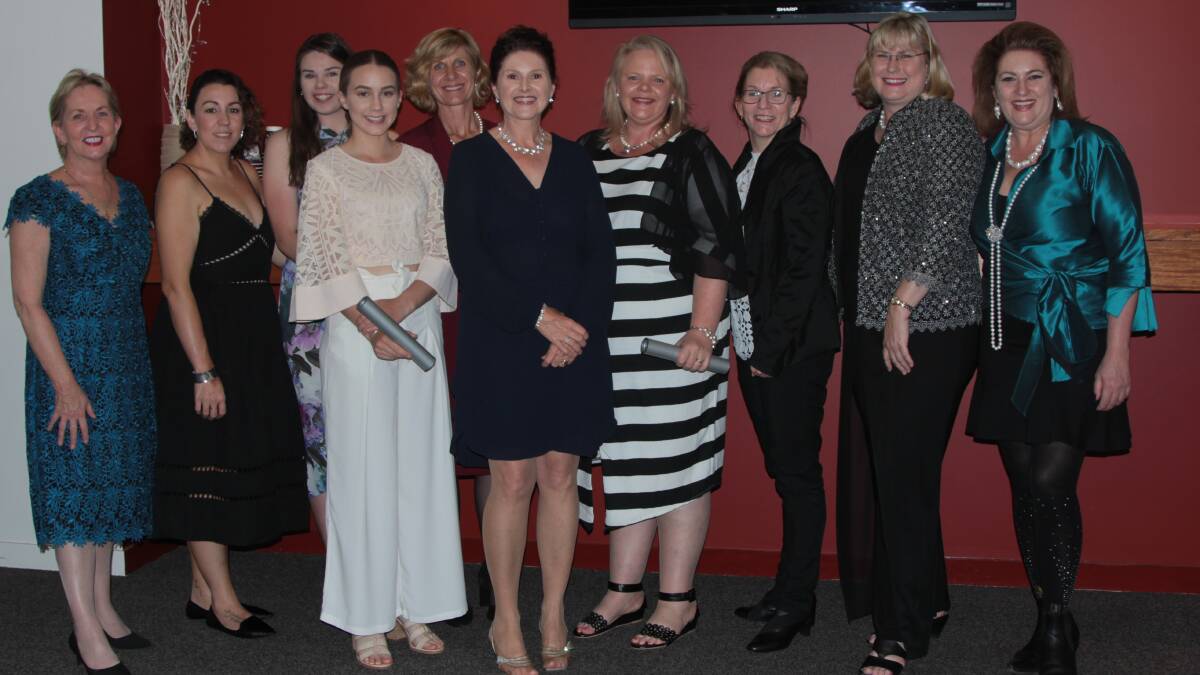 QRRRWN's 2016 lineup of Strong Women Leadership award winners, along with sponsors and MPs Ros Bates and Anne Leahy.