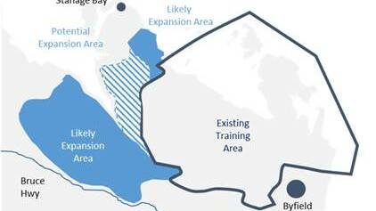 A map showing the likely Shoalwater Bay training ground expansion.