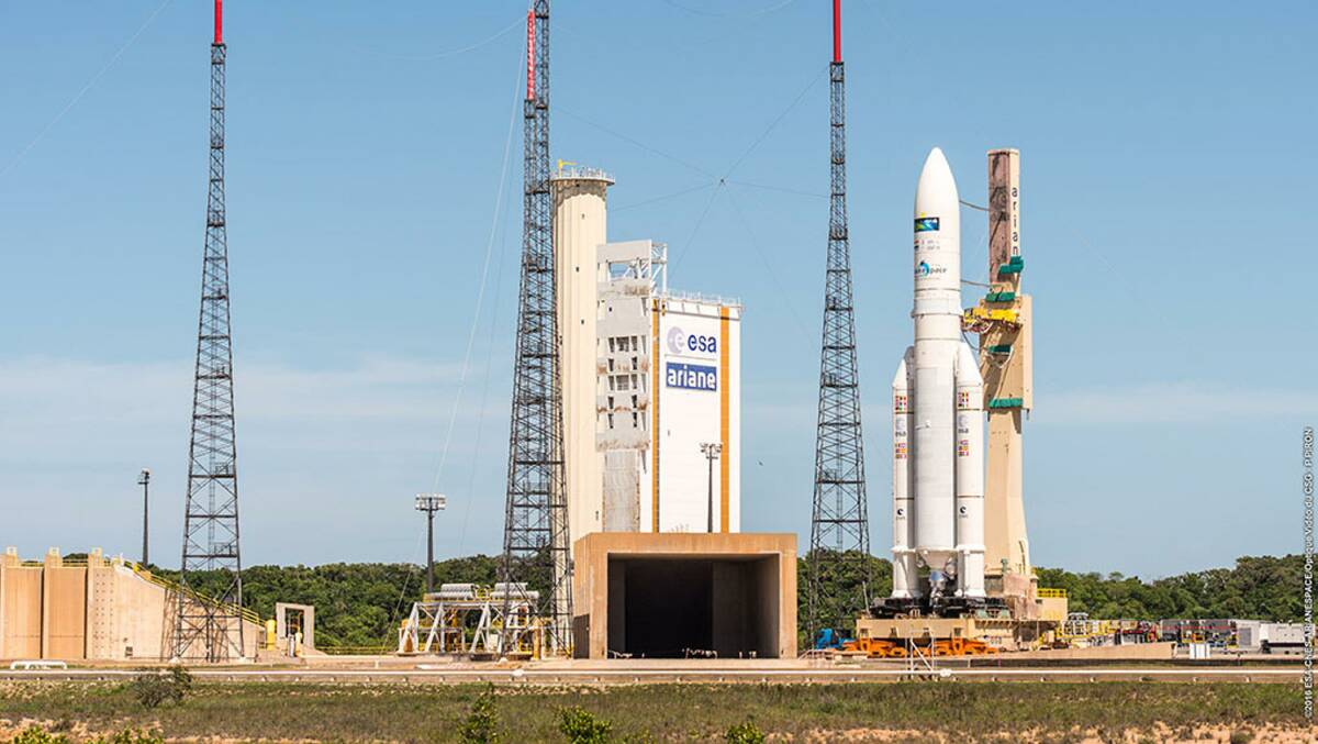 Blasted: The Ariane rocket containing the Sky Muster II satellite on the launch pad in French Guiana. Users of the first satellite, commissioned in April, are experiencing frustrating service outages. Photo: nbn co