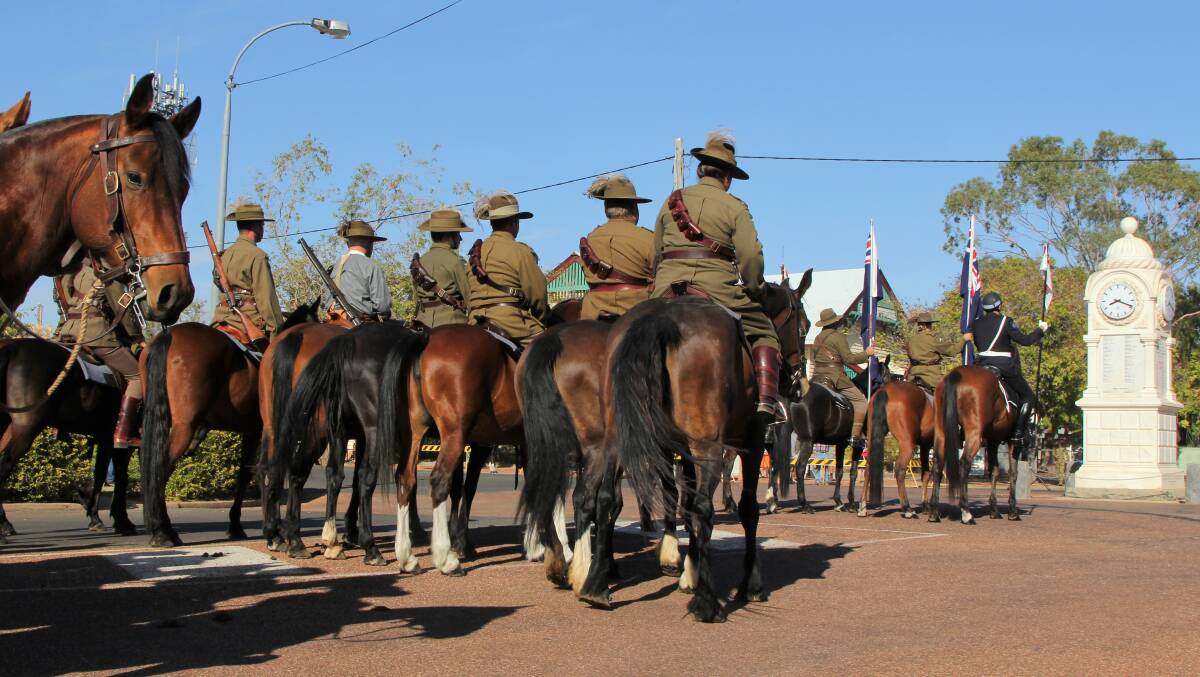 The service taking place at Barcaldine's cenotaph on Tuesday.
