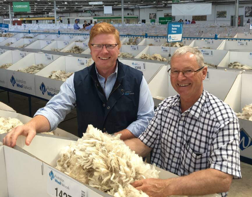 Australian Wool Network wool broker Dale Bruns and Tom Silcock, The Mountain Dam, Telangatuk East, sold a line of 17 micron wool to av 1329c/kg greasy at the Brooklyn wool auctions last week. 