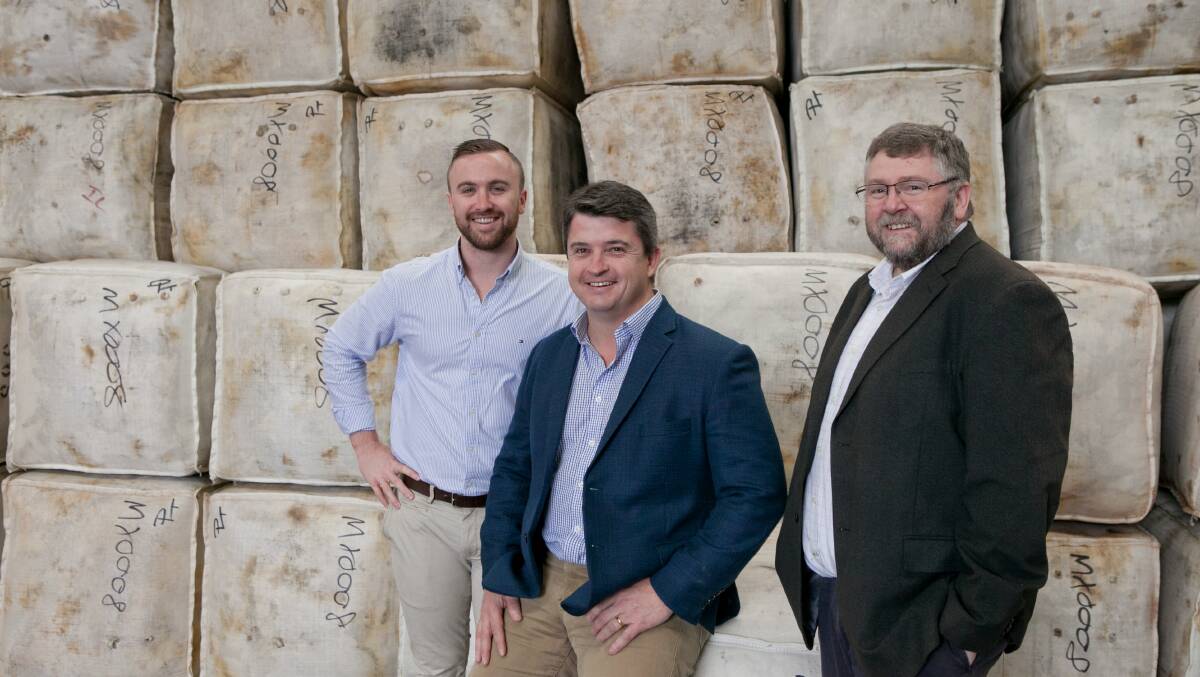 Endeavour Wool Exports' Melbourne buying team, Warwick Eddington, Josh Lamb and Cameron Stevens. 