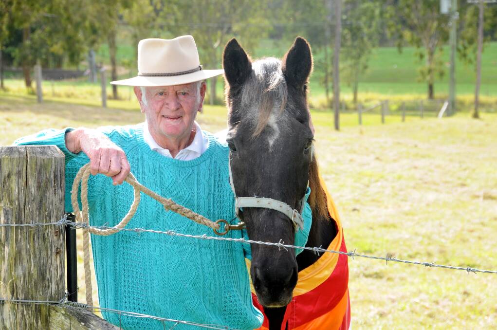 Photo at 89 years old with Cavlon 29 years old, wearing the rug he won for The Lord Mayor's Cup - photo supplied with by Renee Pilcher