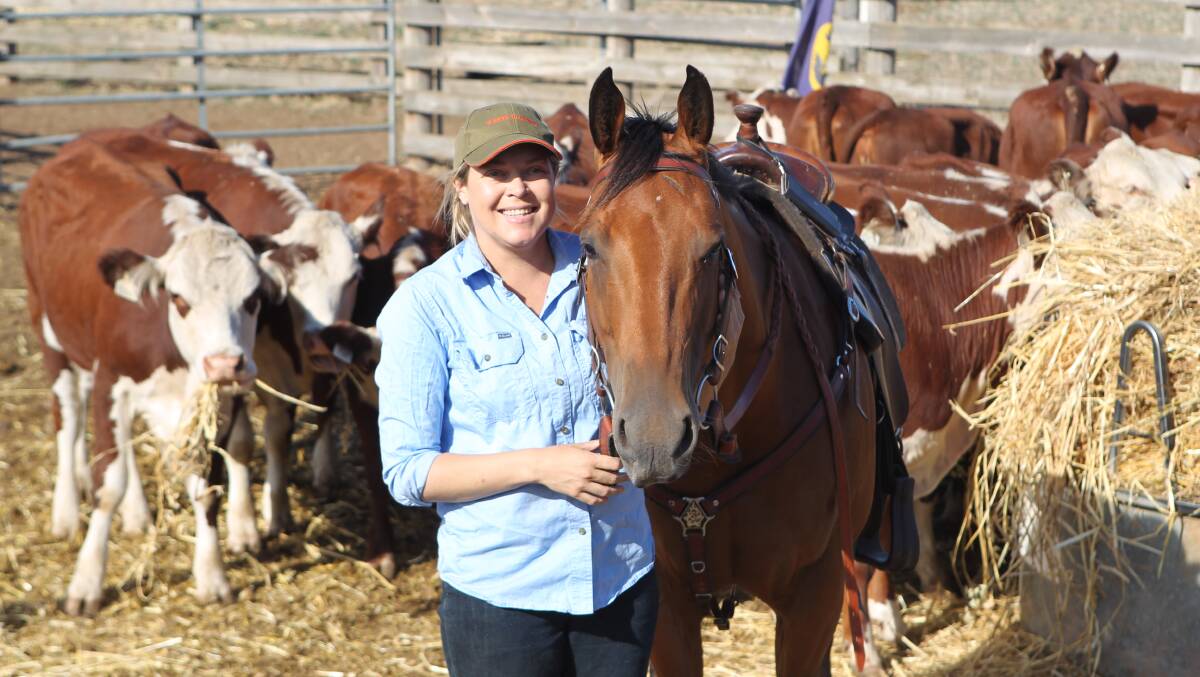 Megan McLoughlin with her horse Biscuit and the Herd of Hope at its Stockwell 'stop over'. Photo: Carla Wiese-Smith