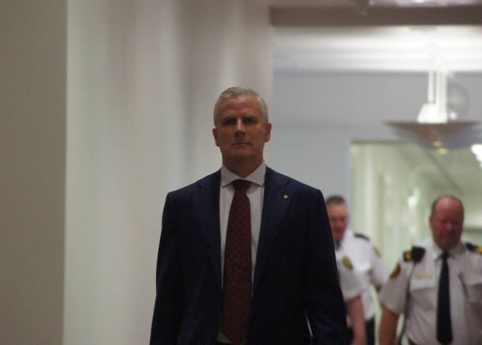 Michael McCormack about to walk into the nationals party room meeting today in Canberra where the 21 elected members will determine their new leader.