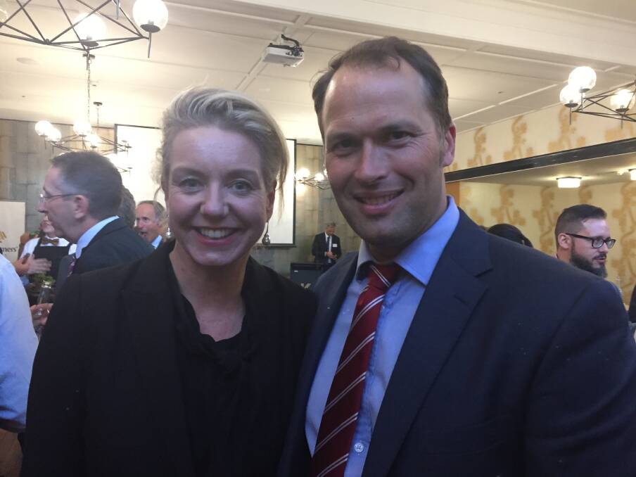 Victorian Nationals Senator Bridget McKenzie congratulated newly elected National Farmers' Federation Vice President David Jochinke, in Canberra yesterday after his election.