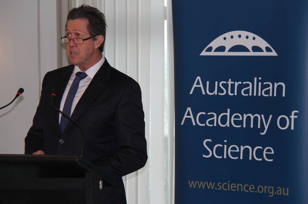 NSW Nationals MP Luke Hartsuyker, representing the Deputy Prime Minister and Agriculture and Water Resources Minister Barnaby Joyce, at the launch of the 10 year strategic plan for agricultural science research.