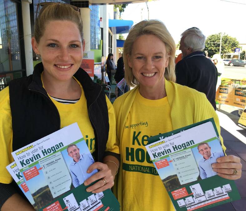 Nationals volunteer Bec with Minister for Regional Communications, Regional Development and Rural Health Fiona Nash on the election trail in Page.