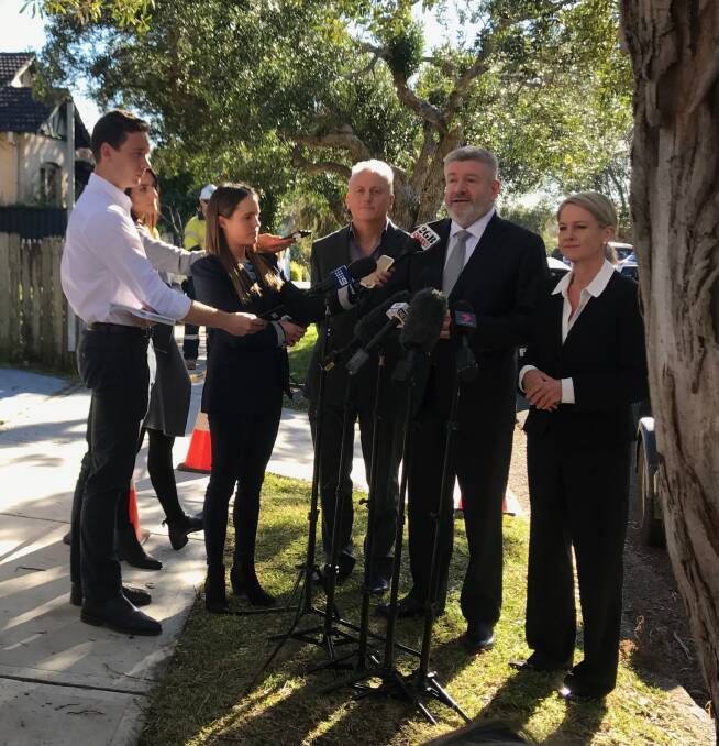nbn chief network engineer Peter Ryan (left), Communications Minister Mitch Fifield and Regional Communications Minister Fiona Nash facing the media yesterday to talk nbn.
