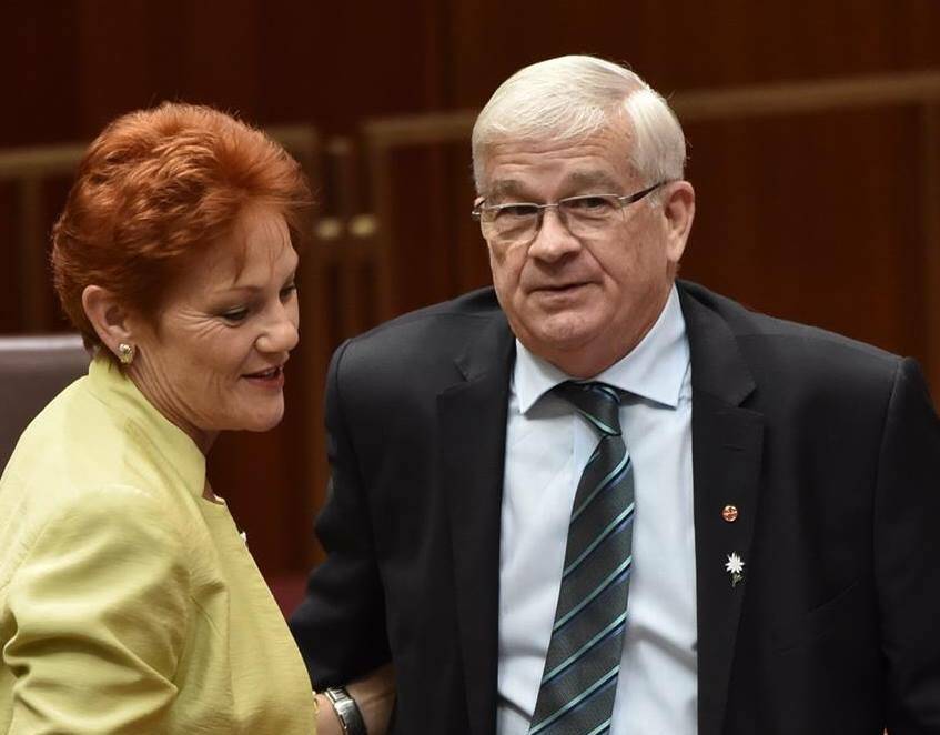 One Nation Queensland Senator and leader Pauline Hanson and the party's NSW Senator Brian Burston. Picture supplied.