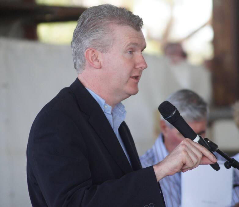 Senior Labor MP Tony Burke at a public meeting in late 2011 at Deniliquin during the Basin Plan's formulation.