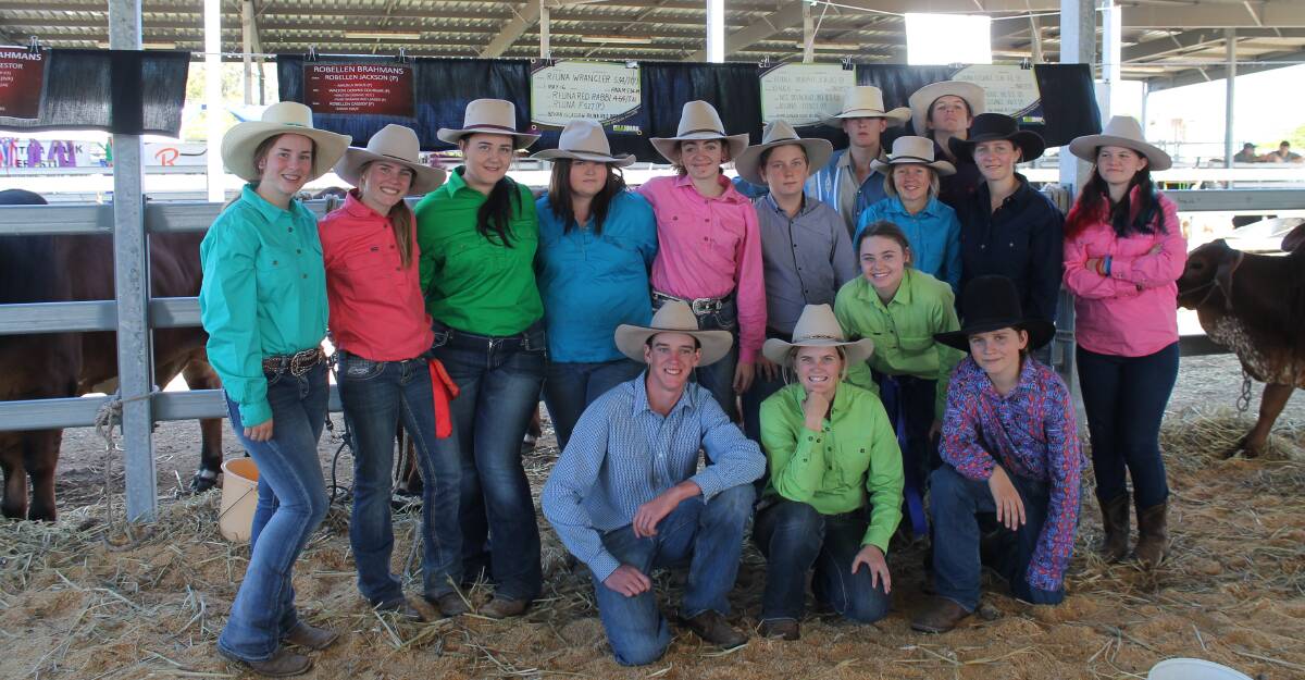 COASTAL CREW: The Charleville State High School students at the Bundaberg Show last week where they assisted exhibitors in the stud cattle competition.