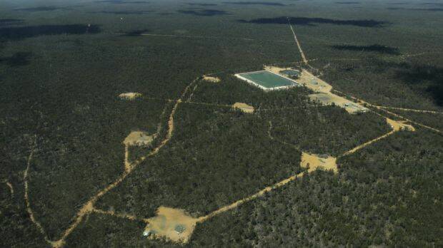 Santos' Bibblewindi CSG wastewater ponds in the Pilliga State Forest. Photo: Dean Sewell