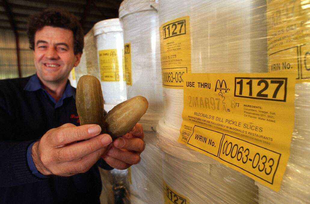 Tony Parle has been growing pickles in Tabbita, NSW for McDonald's Australia for near on 30 years. 