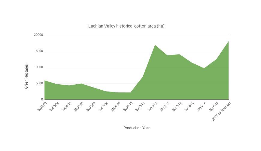 Figure 1. Lachlan Valley historical green hectare cotton plantings

