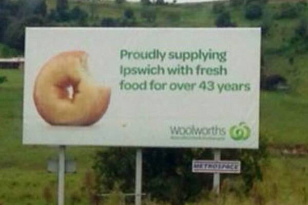 The Woolworths billboard that sparked outcry on social media.