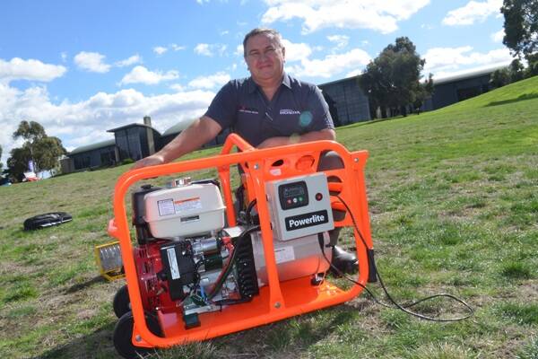 Powerlite national business development manager Ken Fackler, Sydney, with the new Powerlite solar backup generator.