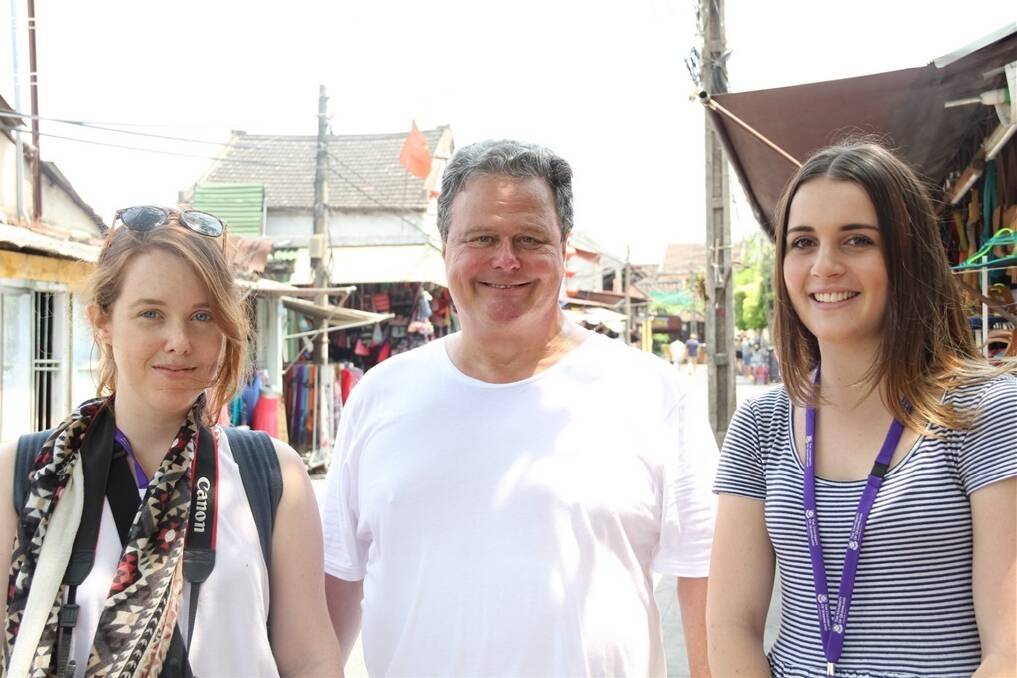 Thea Halpin, Townsville, UQ Senior Lecturer Bruce Woolley and Rebecca Campbell, Gympie, have recently returned from a reporting tour in Vietnam.