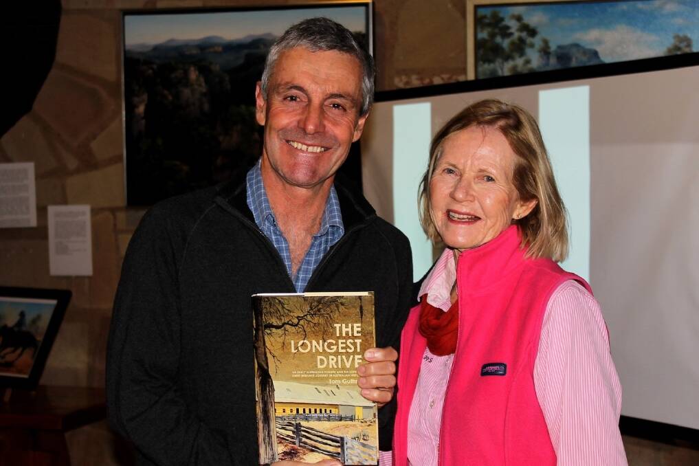 The Longest Drive author Tom Guthrie, congratulated by Australian Stockman's Hall of Fame Queensland branch president Rosemary Champion after the epic 19th century droving adventure story was launched.