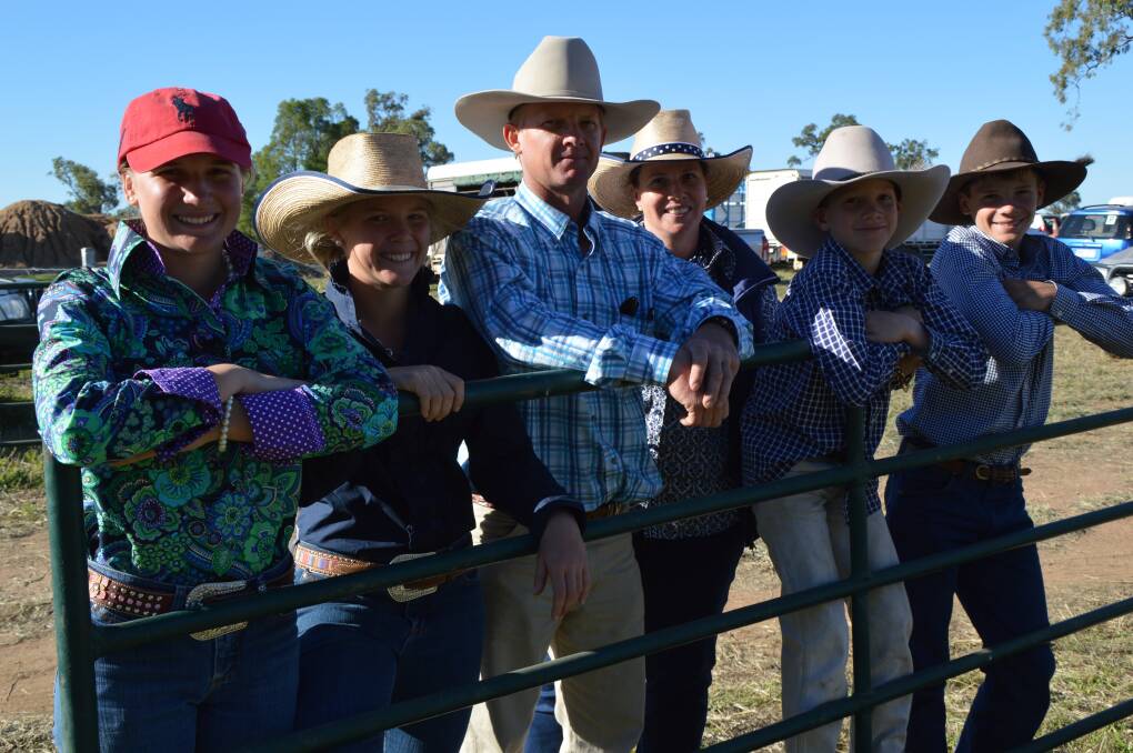 Sylvia, Annalee, Sid, Tricia, Jared, and Riley Godwin, Tanderra, Springsure, were pleased with their two purchases at the Ag-Grow horse sale.