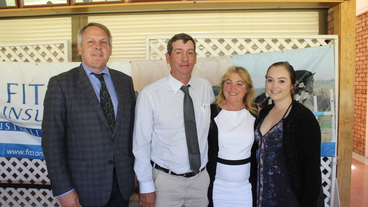 Sponsor of the Equine Hall of Fame, Ron Fitton, Fitton Insurance Brokers, with members of the late Robert Atkinson family, his son Jim and wife Rachel and their daughter Kelsea.