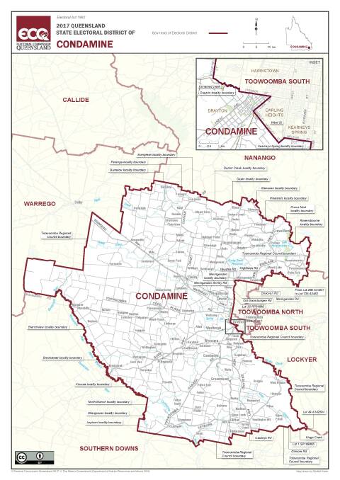 A map of the electorate of Condamine. 