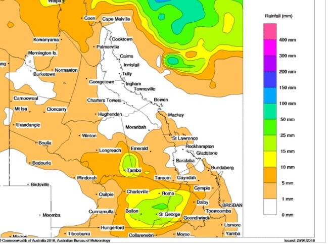 BOM's rainfall map for Friday. 