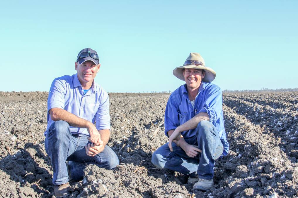 Goanna Telemetry Systems General Manager Tom Dowling and grower Hamish Clark, Turkey Lagoon.