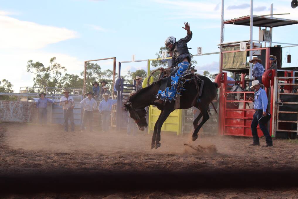 Rookie rider Damien Brennan, Forfar, Mitchell riding to his win in the Juvenile Saddle Bronc.