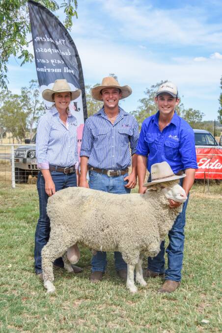 The Brumpton children with their top price poll ram which sold for $2000 and will be donated to the Dolly's Dream Foundation. 