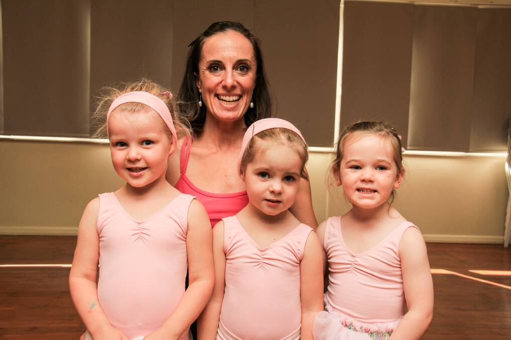 Fiona Gaske with ballet students Ella Gleeson, Claire Poulsen and Sophie Doonan of St George. 