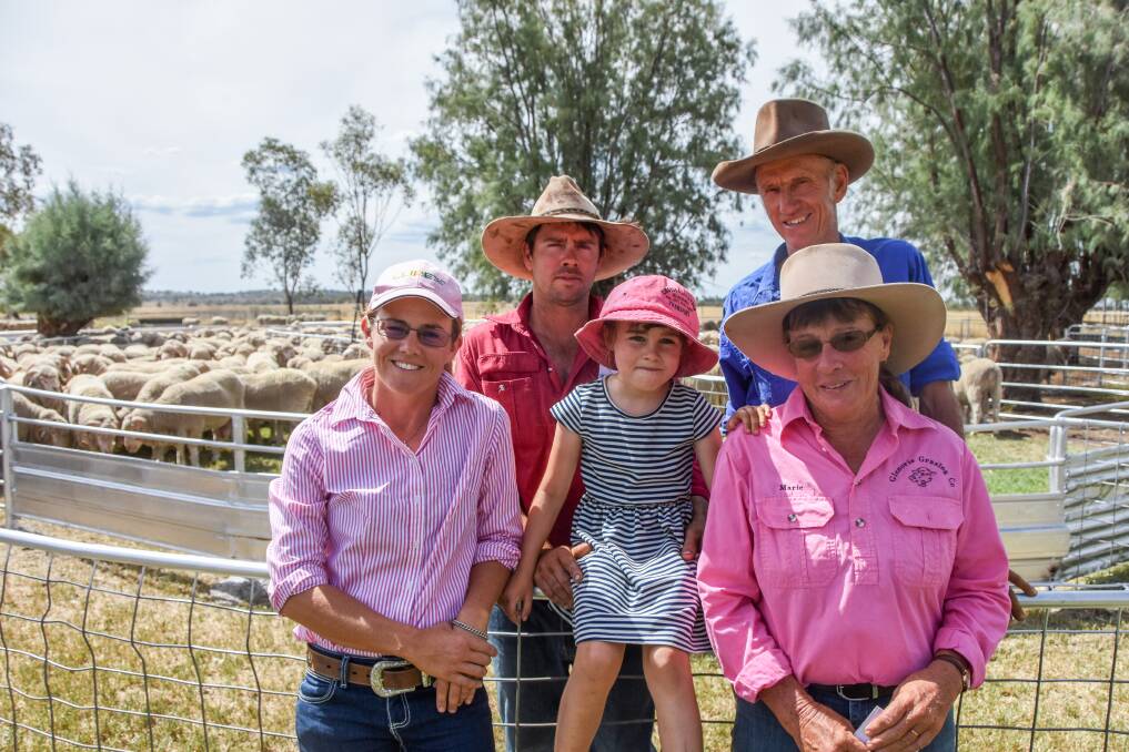 Julie Brown, Bill Crook-King, Hannah Crook-King, Peter Crook-King and Marie Crook-King, Glenorie, Morven purchased six rams at the Mt Ascot Ram Sale in Mitchell. 