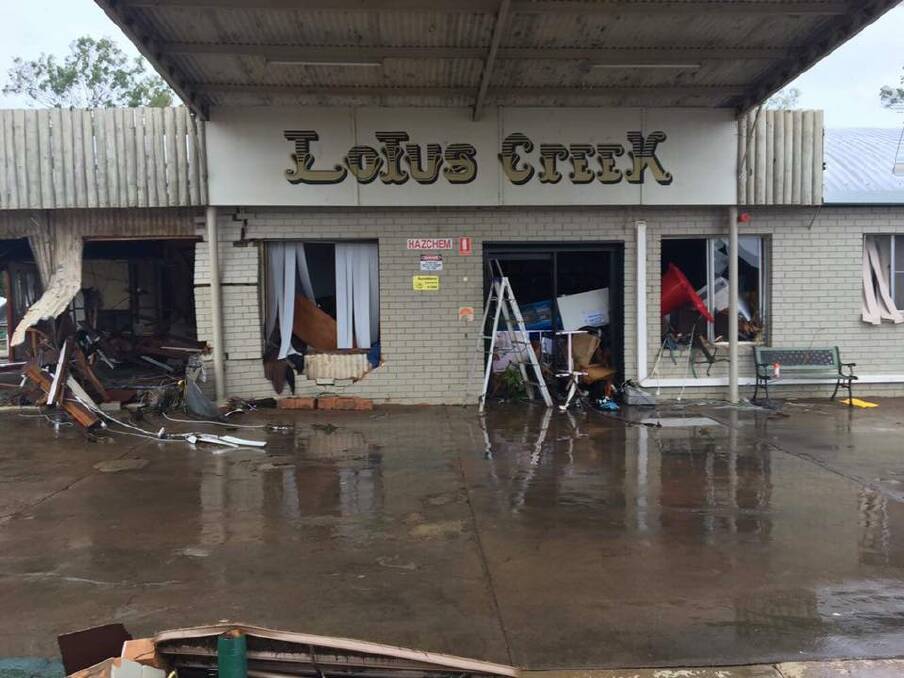 The Lotus Creek service station has been left devastated after the creek broke its banks. Picture: Erika Elloy 
