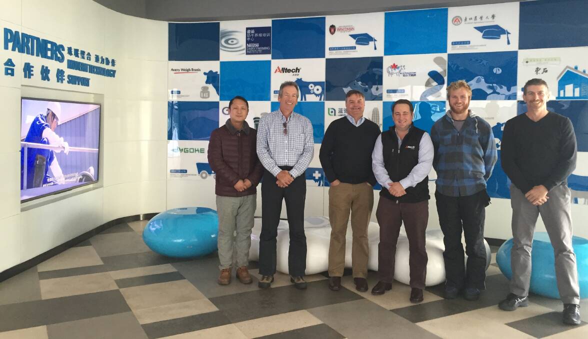 Mike Kilkenny, Leongatha, Vic, dairy consultant Scott Barnett, Melbourne, Alltech's Steve Ralston, Andrew Powell, Cooriemungle, and Dale Serong, Gippsland, at the Nestlé Dairy Farming Institute in Shuangcheng.   