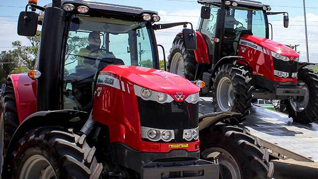 POWERED UP: The Massey Ferguson MF7614 ESD4 and MF7718 ESD6 in action at the NATTo tea tree plantation. 
