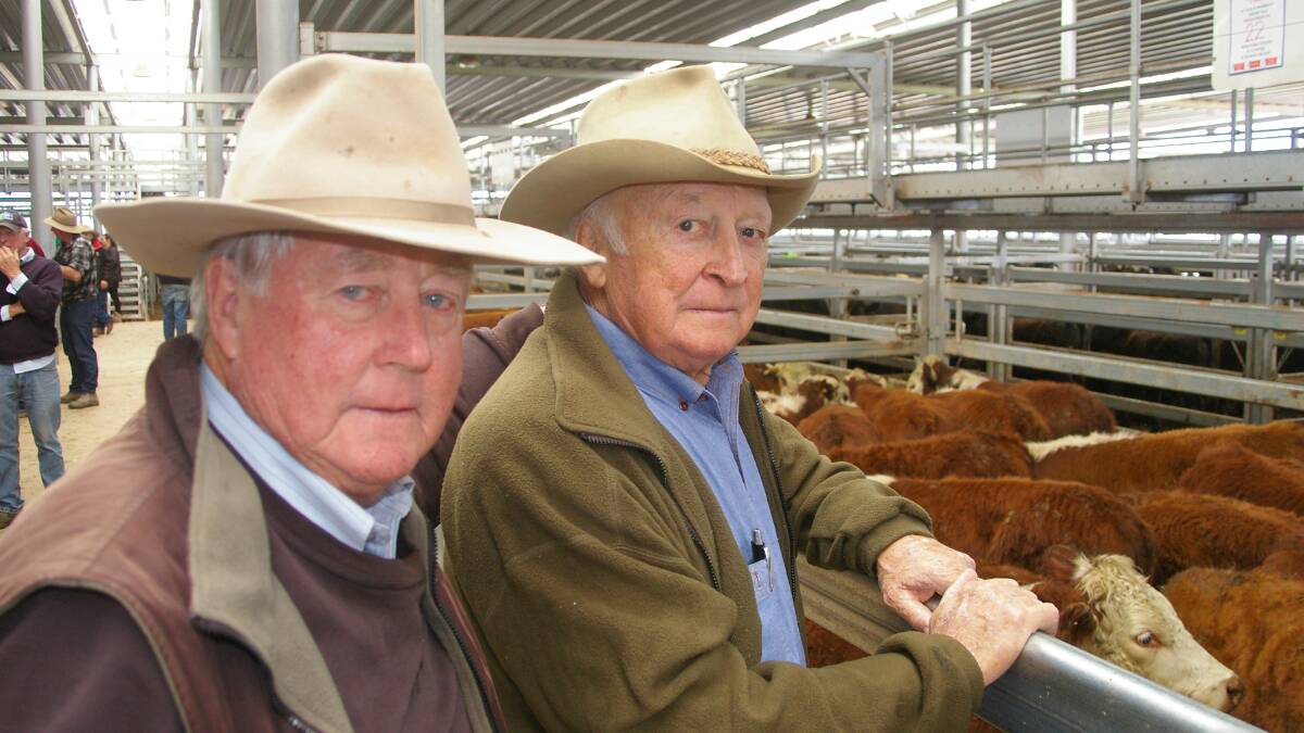 Corryong agent Graham Costello, Costello Rural and Peter Mouat, Khancoban sold Hereford weaners at Barnawartha