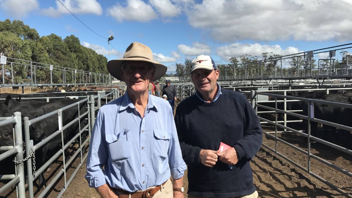 Nigel Campbell, “Kinloch” and Ben McBride, “The Currie” were two happy vendors at Powranna. Photo Richard Bailey