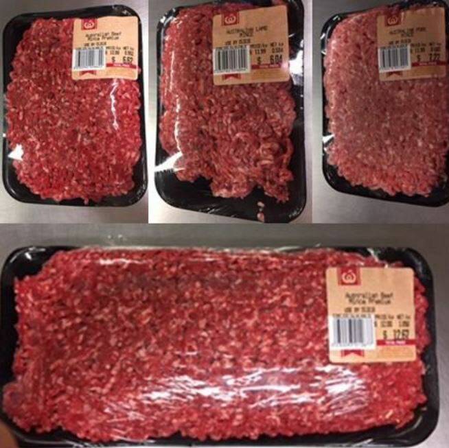 The mince meat may contain metal, potentially posing a health risk if consumed.