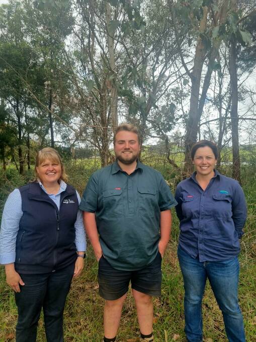 West Vic Dairy's Libby West, Jancourt East farmer Billy Buckingham and Corangamite Catchment Management Authority's Sarah Brien. Picture supplied