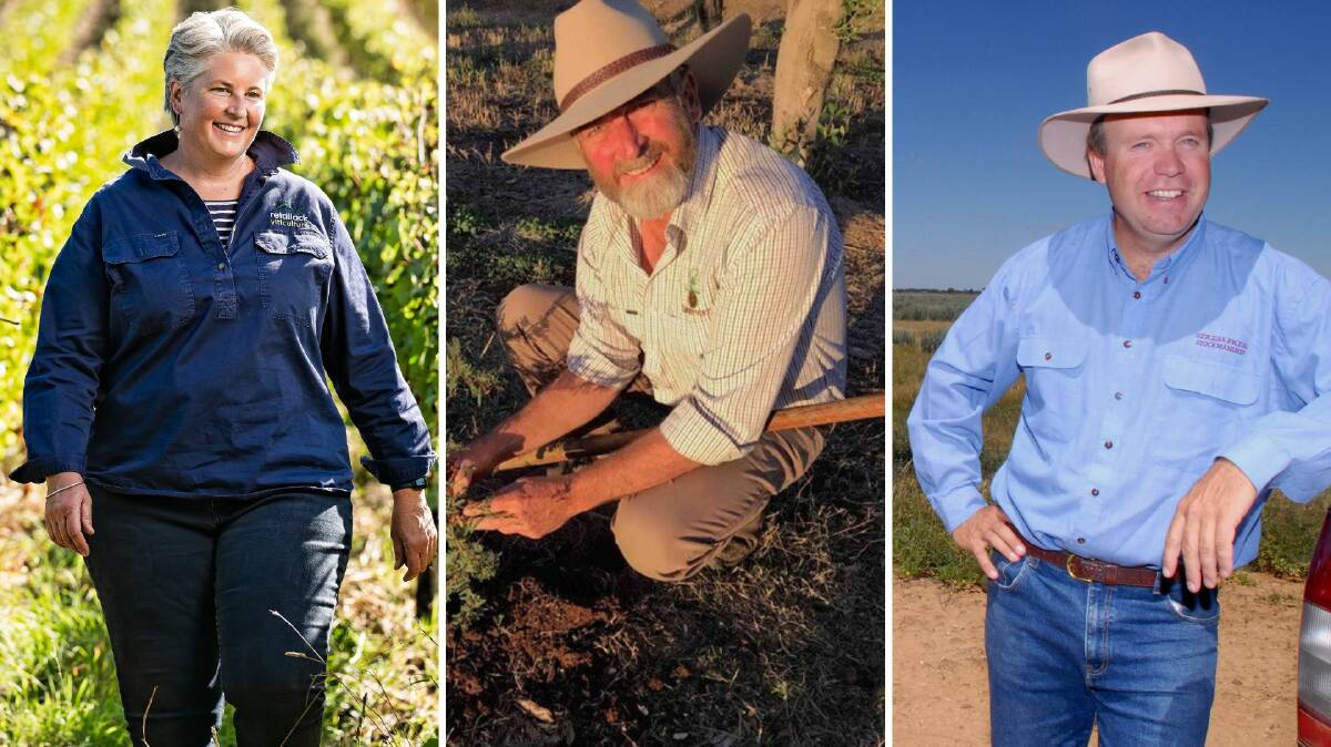 Dr Mary Retallack (SA), Geoff Bassett (NSW) and Bruce Maynard (NSW) are the 2022 finalists for the Bob Hawke Landcare Award. Photos - Supplied. 