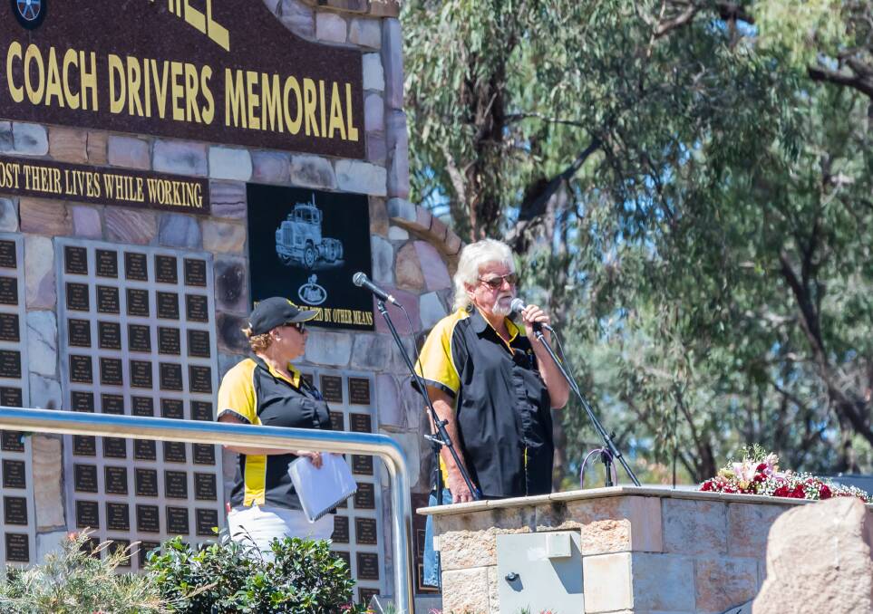 DRIVER MEMORIAL: Lights on the Hill president Gary Simpson speaks at the memorial on Sunday. Photo: Gotcha By Karl Photography.